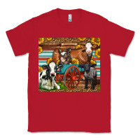 Red Farm Animals On An Old Wagon Classic Tee - LillyAllenDesigns
