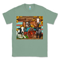 Sage Farm Animals On An Old Wagon Classic Tee - LillyAllenDesigns