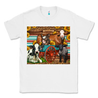 White Farm Animals On An Old Wagon Classic Tee - LillyAllenDesigns