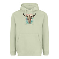 Matcha Western Aztec Bull Skull Heavyweight Hoodie - Bettercallsaul