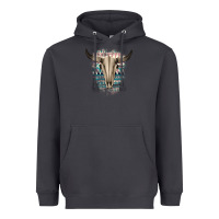 Smoke Western Aztec Bull Skull Heavyweight Hoodie - Bettercallsaul