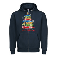 Navy crayons tree christmas Zipper Hoodie - MaliasSmallBusiness