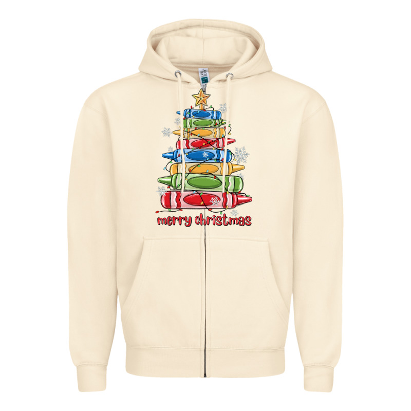 Crayons Tree Christmas Zipper Hoodie by MaliasSmallBusiness | Teevron