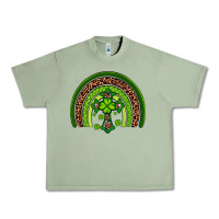 Oil Green Western Shamrock Cross Rainbow Urban Heavy Tee - Artiststas