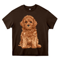 Chocolate Brown toy poodle Heavy Core Tee - RanaPortraitStore