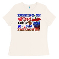 Bone running on iced coffe and freedom Ladies Tee - texasbilliewilder