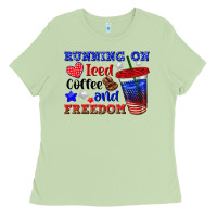 Matcha running on iced coffe and freedom Ladies Tee - texasbilliewilder