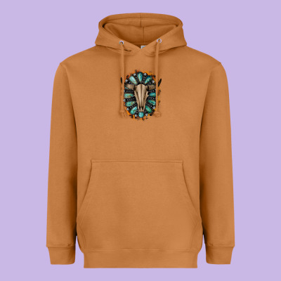 Western Gemstone Bull Skull Heavyweight Hoodie Designed By Bettercallsaul