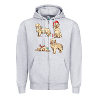 Heather Grey christmas dogs Zipper Hoodie - MaliasSmallBusiness