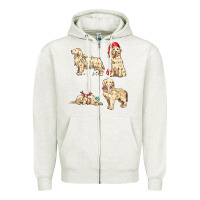Oatmeal Heather christmas dogs Zipper Hoodie - MaliasSmallBusiness