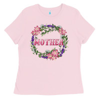 Bubblegum Pink mother with floral wreath Ladies Tee - RanaPortraitStore