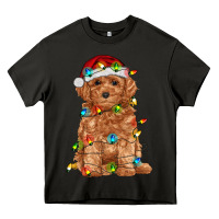 Asphalt toy poodle with christmas lights Heavy Core Tee - RanaPortraitStore