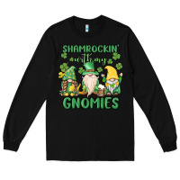 Black shamrock with my gnomies Long Sleeve Tee - MaliasSmallBusiness