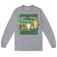 Heather Grey shamrock with my gnomies Long Sleeve Tee - MaliasSmallBusiness