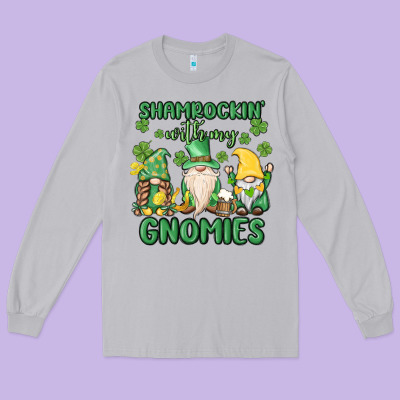 Shamrock With My Gnomies Long Sleeve Tee Designed By Maliassmallbusiness