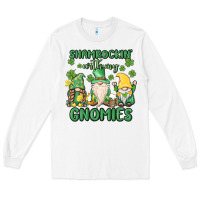 White shamrock with my gnomies Long Sleeve Tee - MaliasSmallBusiness