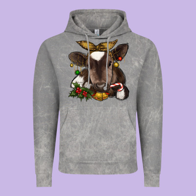 Christmas Baby Cow Vintage Hoodie Designed By Ranaportraitstore