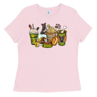 Bubblegum Pink pitbull coffee cups Ladies Tee - Zillion Design Studio