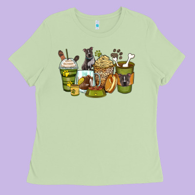 Pitbull Coffee Cups Ladies Tee Designed By Zillion Design Studio