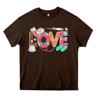Chocolate Brown nurse love Heavy Core Tee - texasbilliewilder