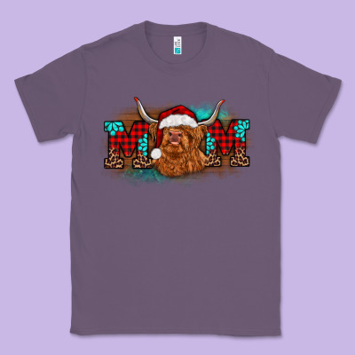 Christmas Mom Highland Cow Classic Tee Designed By Barkaloodesign