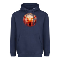 Navy Western Cowboy Sunset Bull Skull Heavyweight Hoodie - Bettercallsaul