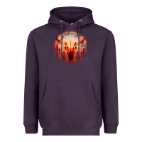 Plum Western Cowboy Sunset Bull Skull Heavyweight Hoodie - Bettercallsaul