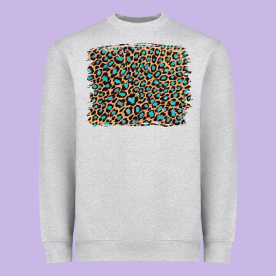 Leopard With Turquoise Glitter Heavyweight Sweatshirt Designed By Artiststas