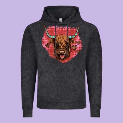 Highland Cow Valentines Vintage Hoodie Designed By Jahusdesignshop