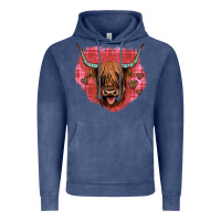 Vintage Denim highland cow valentines Vintage Hoodie - JahusDesignShop