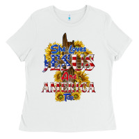 White she loves jesus Ladies Tee - texasbilliewilder
