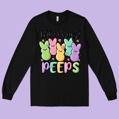 What's Up Peeps Long Sleeve Tee Designed By Maliassmallbusiness