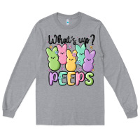 Heather Grey what's up peeps Long Sleeve Tee - MaliasSmallBusiness