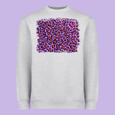 Lilac Leopard With Red Glitter Heavyweight Sweatshirt Designed By Artiststas