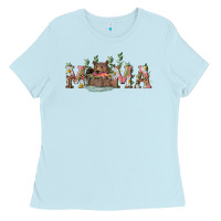 Baby Blue mama with bear and daisy Ladies Tee - RanaPortraitStore