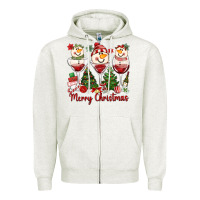 Oatmeal Heather merry christmas wine and cocktails Zipper Hoodie - MaliasSmallBusiness
