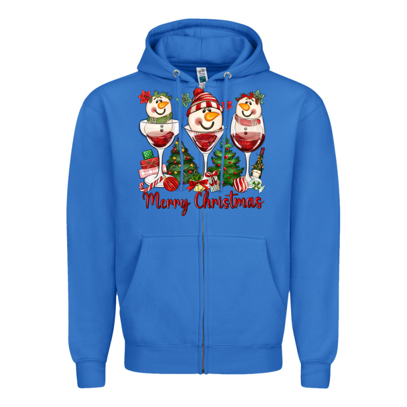 Merry Christmas Wine And Cocktails Zipper Hoodie by MaliasSmallBusiness | Teevron