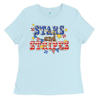 Baby Blue stars and striper billie wilder Ladies Tee - texasbilliewilder