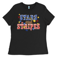 Black stars and striper billie wilder Ladies Tee - texasbilliewilder