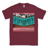 Burgundy western fringe cowhide leopard Classic Tee - BarkalooDesign