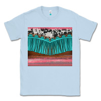 Dusty Blue western fringe cowhide leopard Classic Tee - BarkalooDesign