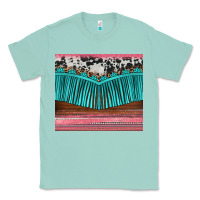 Seafoam western fringe cowhide leopard Classic Tee - BarkalooDesign