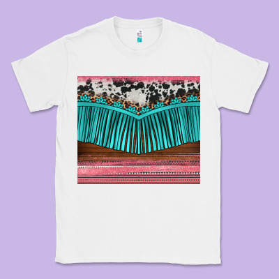 Western Fringe Cowhide Leopard Classic Tee Designed By Barkaloodesign