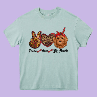 Peace Love Toy Poodle Heavy Core Tee Designed By Ranaportraitstore