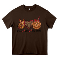Chocolate Brown peace love toy poodle Heavy Core Tee - RanaPortraitStore