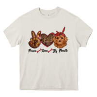 Cream peace love toy poodle Heavy Core Tee - RanaPortraitStore