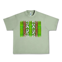 Oil Green Western St. Patrick's Shamrock Cross Leopard Brushstroke Urban Heavy Tee - Artiststas