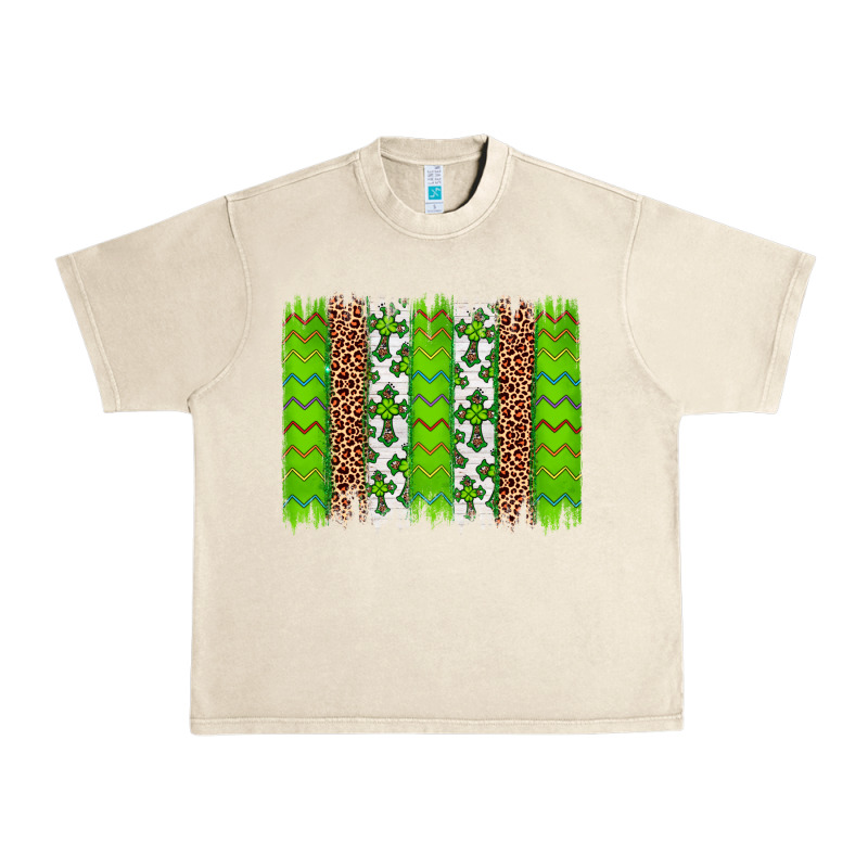 Western St. Patrick's Shamrock Cross Leopard Brushstroke Urban Heavy Tee by Artiststas | Teevron