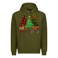 Army Green merry christmas trees Premium Hoodie - NancyCooperArtShop