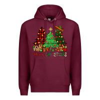 Burgundy merry christmas trees Premium Hoodie - NancyCooperArtShop